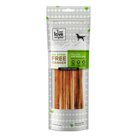 "I And Love And You" Dog Chews - No Stink Free Ranger Bully Stix - Beef - 5 Count - Case Of 6