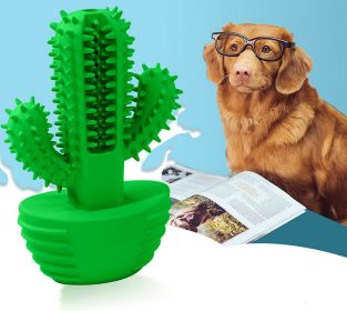 Cactus Shape Dog Toothbrush Stick - Effective Doggy Teeth Cleaning Massager - Natural Rubber - Bite Resistant Chew Toy