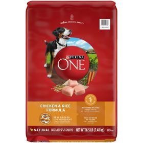 Purina One - Dry Dog Food for Adult Dogs - Chicken and Rice Formula - 16.5 lb Bag