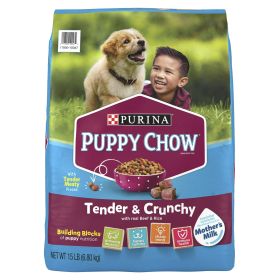 Purina Puppy Chow - High Protein Dry Puppy Food. Tender & Crunchy With Real Beef - 15 lb Bag