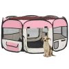 Foldable Dog Playpen with Carrying Bag - Pink - 57.1"x57.1"x24"