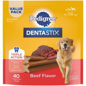 PEDIGREE DENTASTIX - Beef Flavor Dental Bones for Large Dogs, 2.08 lb. Value Pack (40 Treats)