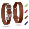 Brown Leather Dog Collar for Large, Medium, or Small Dogs - Adjustable Collar with Durable Buckle & D Ring - 11-14 inch Neck x 3/5 inch Wide