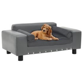 Dog Sofa - Gray - 31.9"x16.9"x12.2" - Plush and Faux Leather