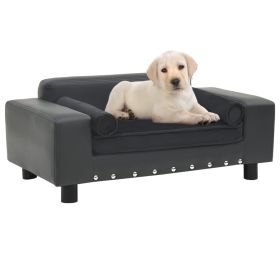 Dog Sofa - Dark Gray - 31.9"x16.9"x12.2" - Plush and Faux Leather