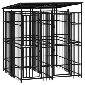 Outdoor Dog Kennel with Roof - Steel - 78.3" x 78.7" x 89.8" (L x W x H)