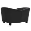 Dog Sofa - Black Plush and Faux Leather - 27.2"x19.3"x15.7"