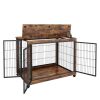 Furniture Style Dog Crate - Side Table on Wheels with Double Doors and Lift Top - Rustic Brown - 43.7'' W x 30'' D x 31.1'' H.