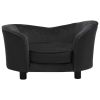 Dog Sofa - Black Plush and Faux Leather - 27.2"x19.3"x15.7"