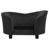 Dog Sofa - Black Plush and Faux Leather - 27.2"x19.3"x15.7"