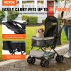 VEVOR Pet Stroller, 4 Wheels Dog Stroller Rotate with Brakes, 44lbs Weight Capacity, Puppy Stroller with Reversible Handlebar, Storage Basket