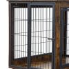 Furniture Style Dog Crate - Side Table on Wheels with Double Doors and Lift Top - Rustic Brown - 43.7'' W x 30'' D x 31.1'' H.