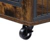 Furniture Style Dog Crate - Side Table on Wheels with Double Doors and Lift Top - Rustic Brown - 43.7'' W x 30'' D x 31.1'' H.