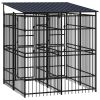 Outdoor Dog Kennel with Roof - Steel - 78.3" x 78.7" x 89.8" (L x W x H)