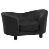 Dog Sofa - Black Plush and Faux Leather - 27.2"x19.3"x15.7"