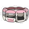 Foldable Dog Playpen with Carrying Bag - Pink - 57.1"x57.1"x24"