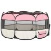 Foldable Dog Playpen with Carrying Bag - Pink - 57.1"x57.1"x24"