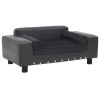 Dog Sofa - Dark Gray - 31.9"x16.9"x12.2" - Plush and Faux Leather