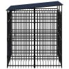 Outdoor Dog Kennel with Roof - Steel - 78.3" x 78.7" x 89.8" (L x W x H)