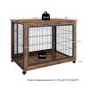 Furniture Style Dog Crate - Side Table on Wheels with Double Doors and Lift Top - Rustic Brown - 43.7'' W x 30'' D x 31.1'' H.