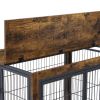 Furniture Style Dog Crate - Side Table on Wheels with Double Doors and Lift Top - Rustic Brown - 43.7'' W x 30'' D x 31.1'' H.