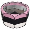 Foldable Dog Playpen with Carrying Bag - Pink - 57.1"x57.1"x24"