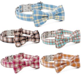 Plaid Dog Collar with Bow Pet Gift Adjustable Soft and Comfy Bowtie Collars for Small Medium Large Dogs (colour: Style 2, size: XS 1.0x30cm)